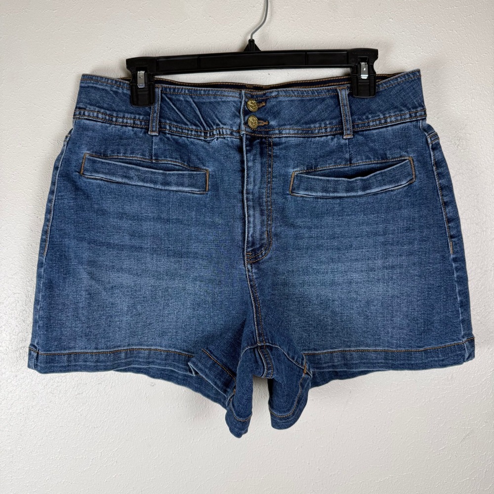 Draper James Womens High Rise Medium Wash Denim Shorts Blue Size 12